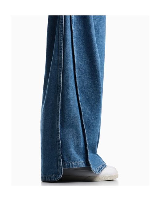 Emporio Armani Blue High-Rise Wide-Leg Jeans