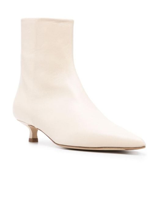 Aeyde Natural Side-Zip Leather Ankle Boots