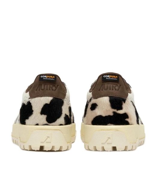 Autry Multicolor Cow-Print-Detail Lace-Up Sneakers