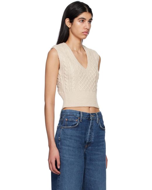 Rag & Bone Natural Cable-Knit V-Neck Vest