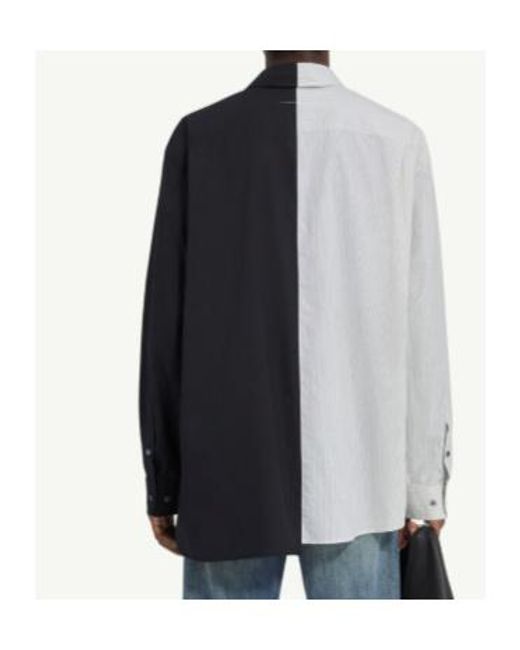MM6 by Maison Margiela Blue Two-Tone Poplin Shirt for men