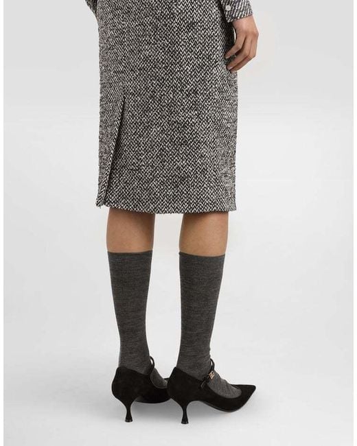 Dolce & Gabbana Gray Dotted Sheath Skirt