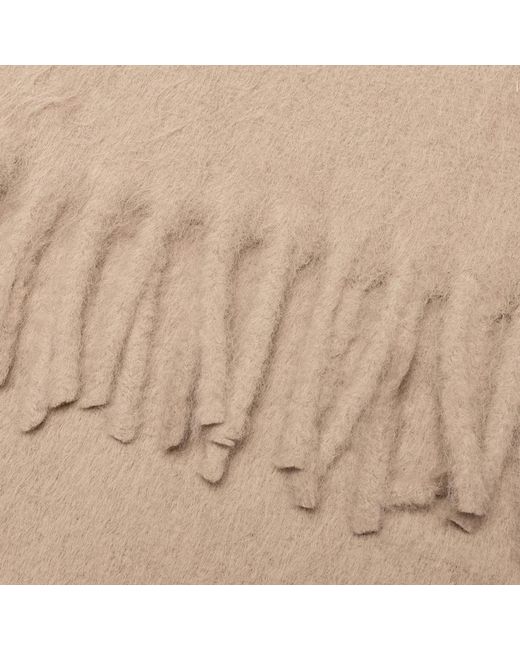 Acne White Logo Patch Fringed Scarf