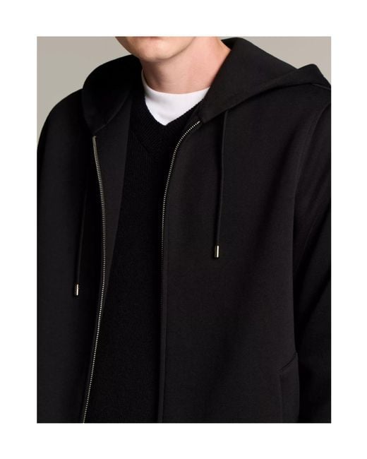 Vince Black Cotton-Blend Scuba Zip-Front Hoodie for men