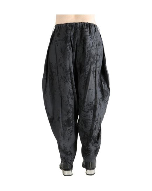 Yohji Yamamoto Gray Jacquard Pattern Drape Pants for men