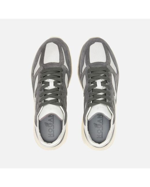 Hogan Gray H Logo Patch Panelled Sneakers for men
