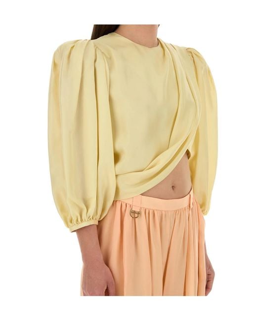 Chloé Natural Chloé Draped Cropped Top