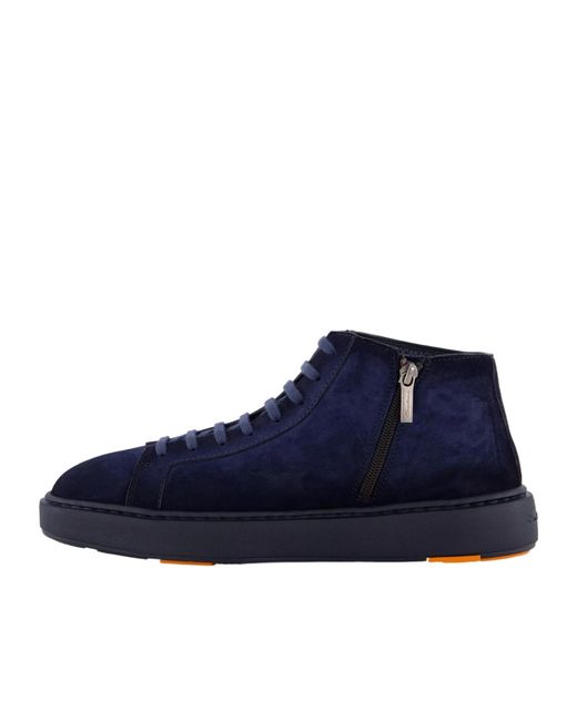 Santoni Blue High Lace-Up Sneakers for men