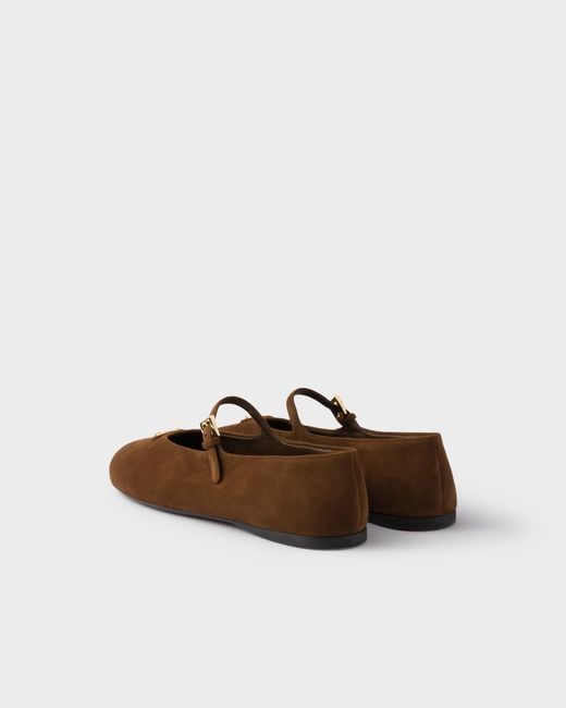 Prada Brown Suede Ballerinas