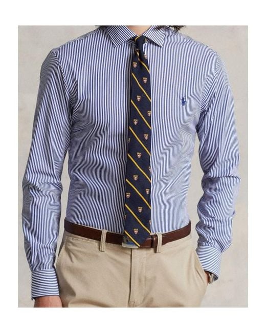 Polo Ralph Lauren Blue Slim Fit Striped Shirt for men