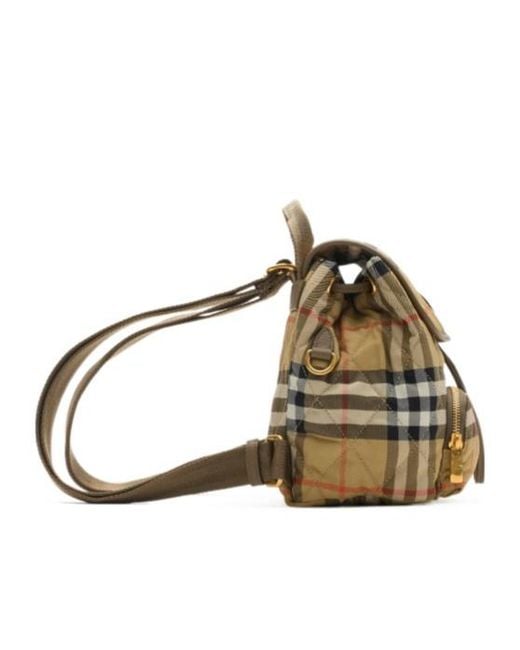 Burberry Natural Logo Patch Checked Quilted Backpack