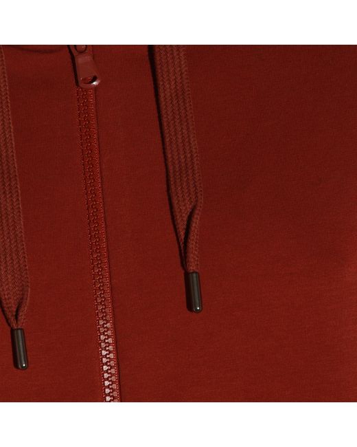 Brunello Cucinelli Red Drawstring Zipped Hoodie