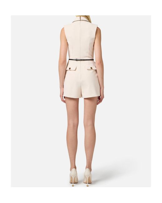 Elisabetta Franchi Natural Double-Breasted Crepe Playsuit