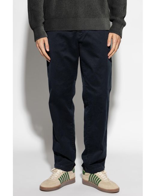 Stone Island Blue Compass Patch Straight-Leg Trousers for men