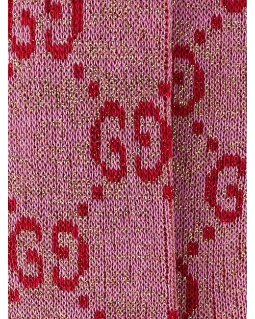 Gucci Pink Lurex Interlocking G Socks