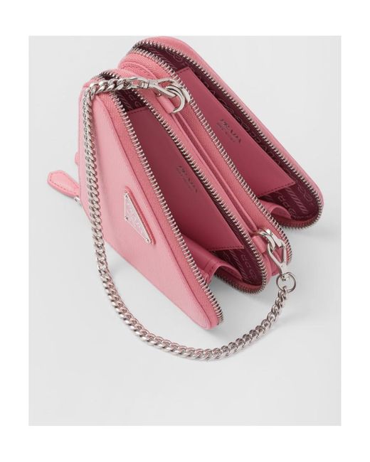 Prada Pink Saffiano Leather Mini Pouch