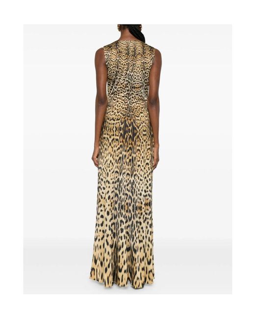 Roberto Cavalli Metallic Twisted Animal-Print Dress
