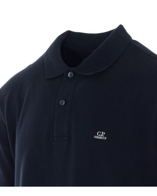 C P Company Blue Logo Piqué Polo Shirt for men