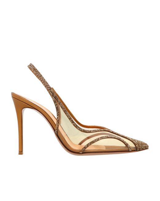 Gianvito Rossi Metallic Brenda Embellished Slingback Pumps