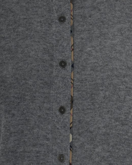 Barbour Gray Elbow-Patch Buttoned Cardigan