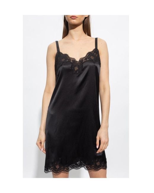 Dolce & Gabbana Black Lace Detailed Slip Dress