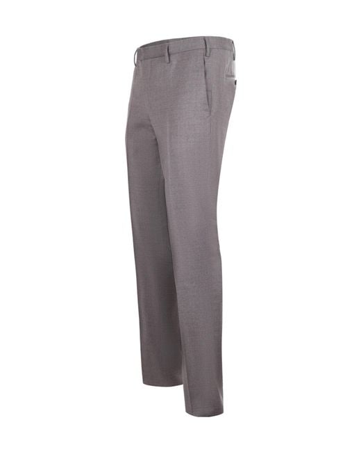 Pt Pantaloni Gray Pt Torino Skinny Flannel Trousers for men