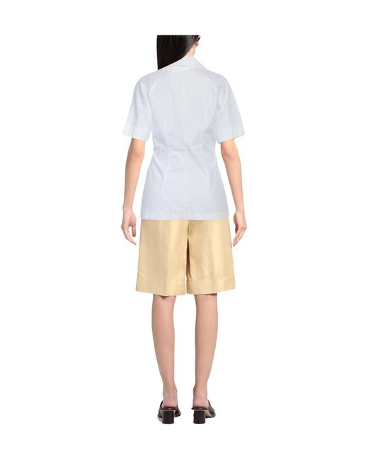 Sportmax White Solid Color Short-Sleeve Shirt