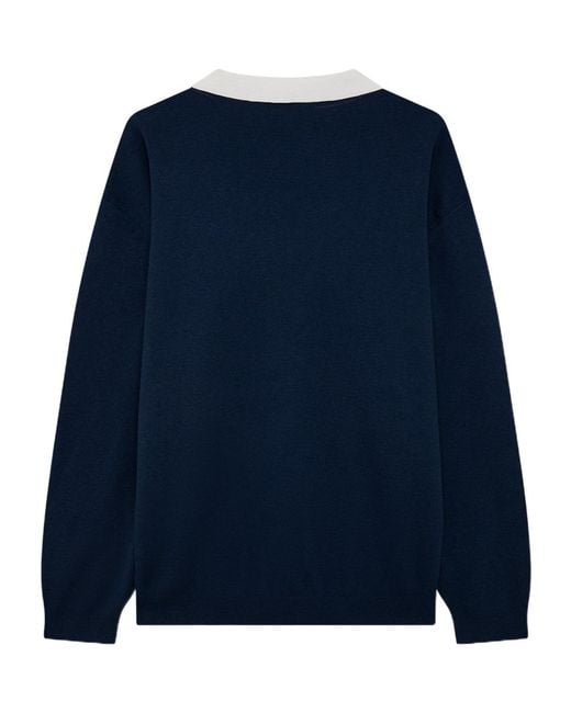 Autry Blue Contrast Collar Knitted Sweater for men