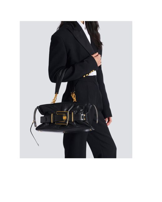 Balmain Black Calfskin Leather Anthem Bag