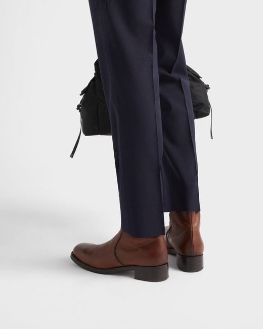 Prada Brown Logo-Detailed Zipper Boots for men