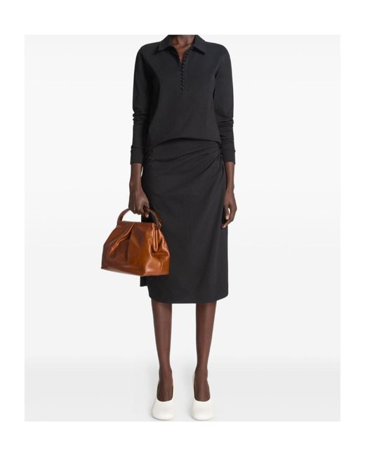 Dries Van Noten Black Button-Fastening Jersey Polo Shirt