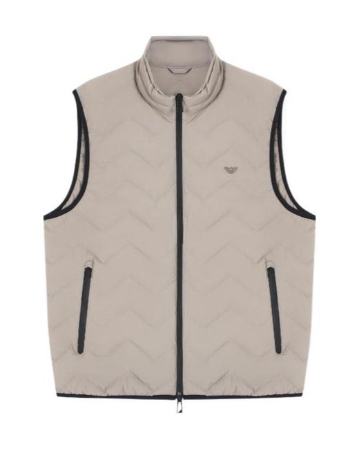 Emporio Armani Gray Chevron Zip Gilet for men