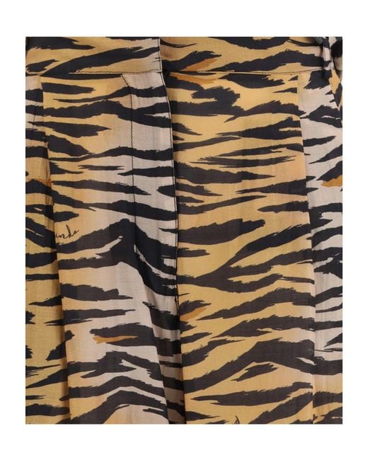 Pinko Natural Trousers Barrel-Fit Animal-Print