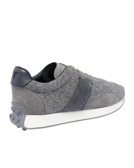 Tod's Gray Logo Embroidered Panelled Sneakers for men