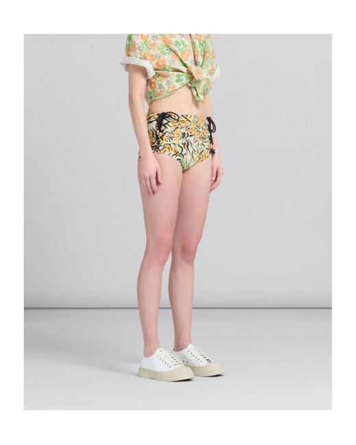 Marni White Printed Organic Poplin Hot Pants
