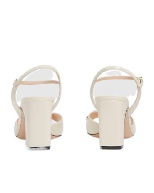 Gucci White Horsebit Detailed Sandals