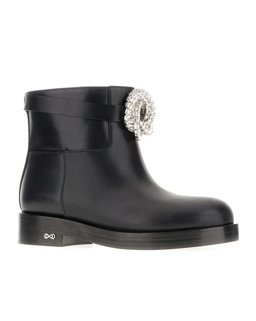 Mach & Mach Black Leather Ankle Boots
