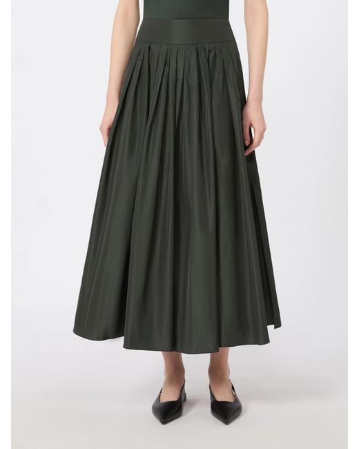 Max Mara Green Pleated Maxi Skirt
