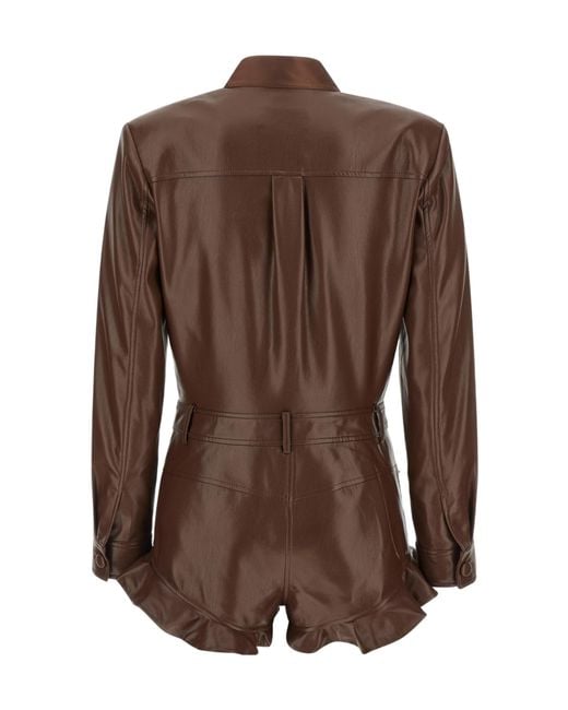 Self-Portrait Brown Lavallière Belted Short Jumpsuit