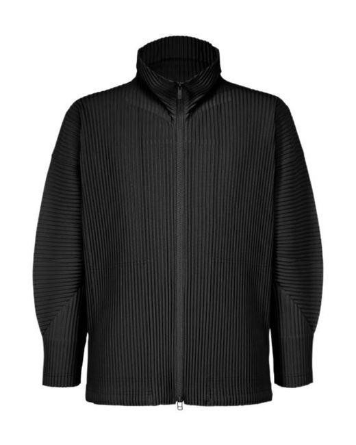Homme Plissé Issey Miyake Black Homme Pliss Issey Miyake Long-Sleeved Zip-Up Cardigan for men
