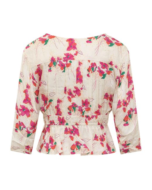 Ba&sh Pink Floral-Print Blouse