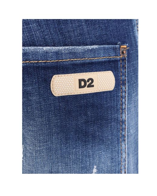 DSquared² Blue Dark Ripped Cast Wash Cool Guy Jeans for men