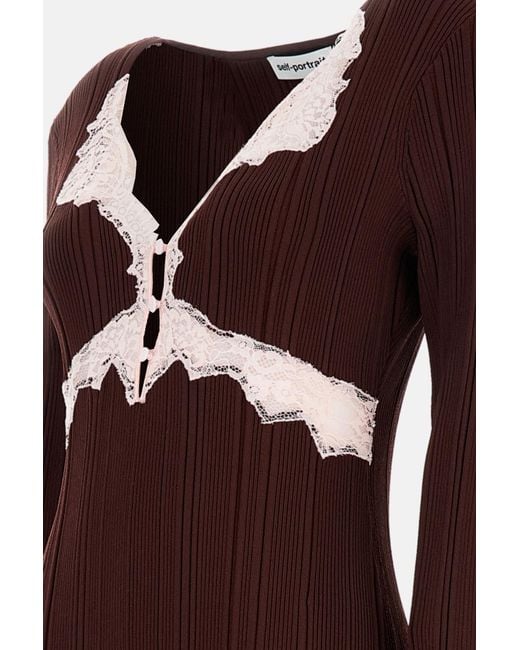 Self-Portrait Brown Lace Detailed Top