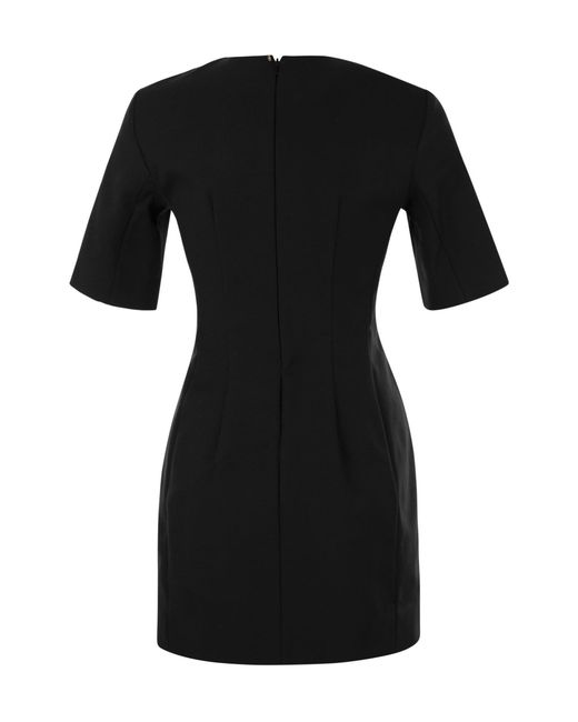 Sportmax Black Crewneck Short-Sleeved Dress
