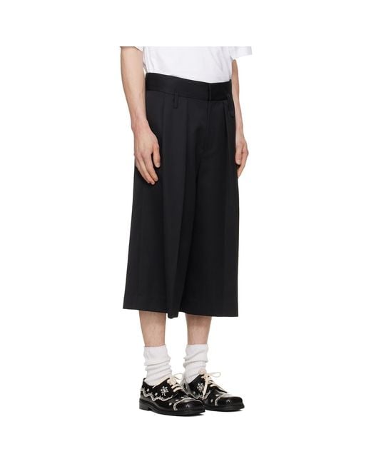 Simone Rocha Black Wool Blend Wide-Leg Shorts for men