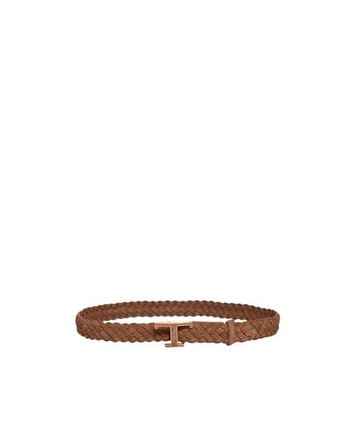 Tod's Brown Braided Leather Belt