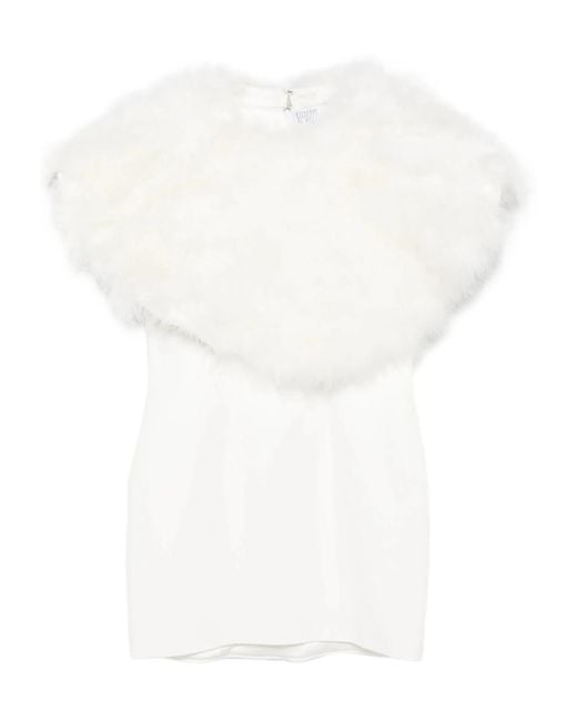 GIUSEPPE DI MORABITO White Feather-Trim Dress