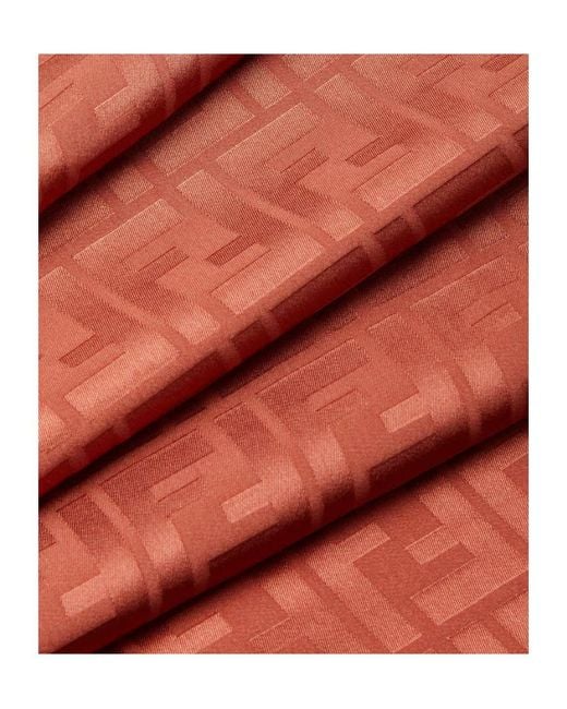 Fendi Red Ff Jacquard Fringed Scarf