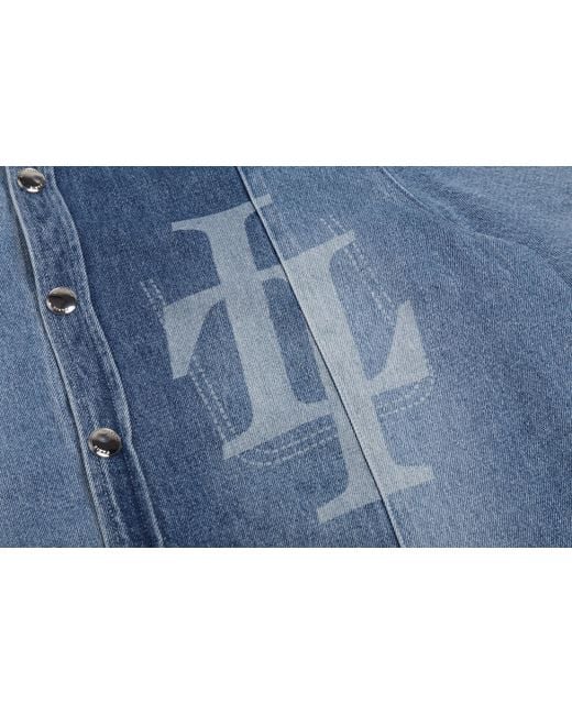 LIU REGALI Blue Stitched Long-Sleeved Denim Shirt