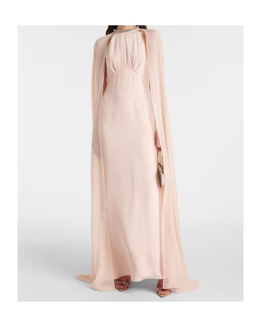 Roland Mouret Pink Embellished Caped Gown